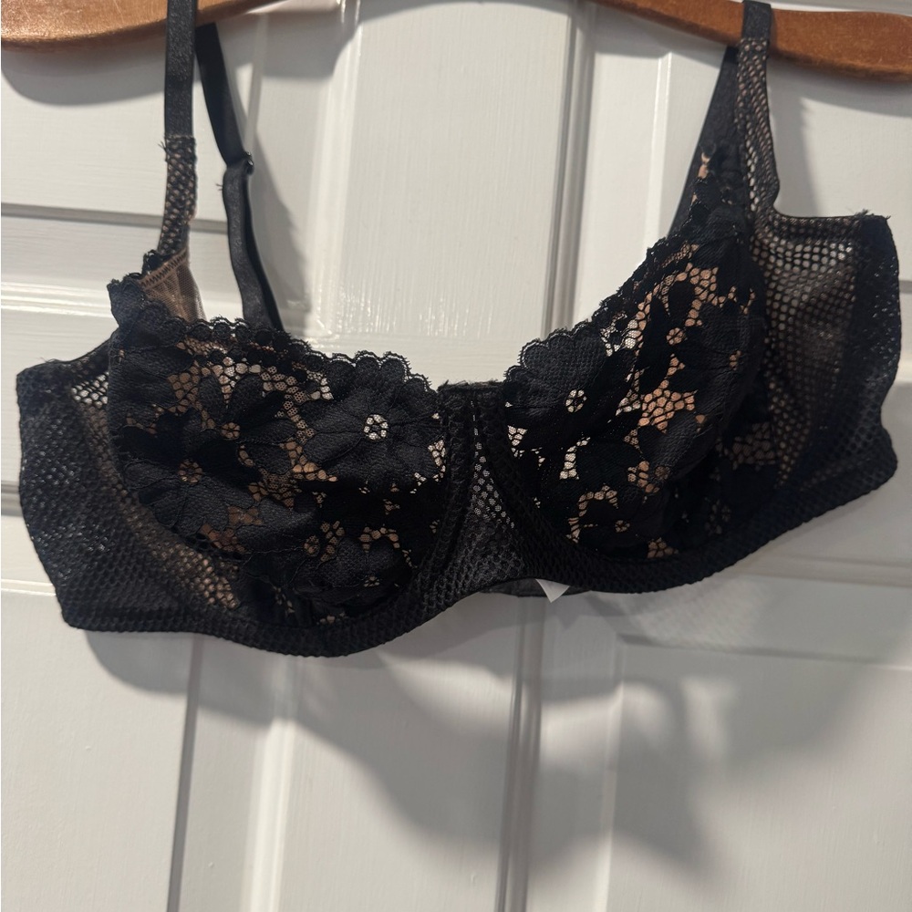 Adore Me Black Floral Lace Bra